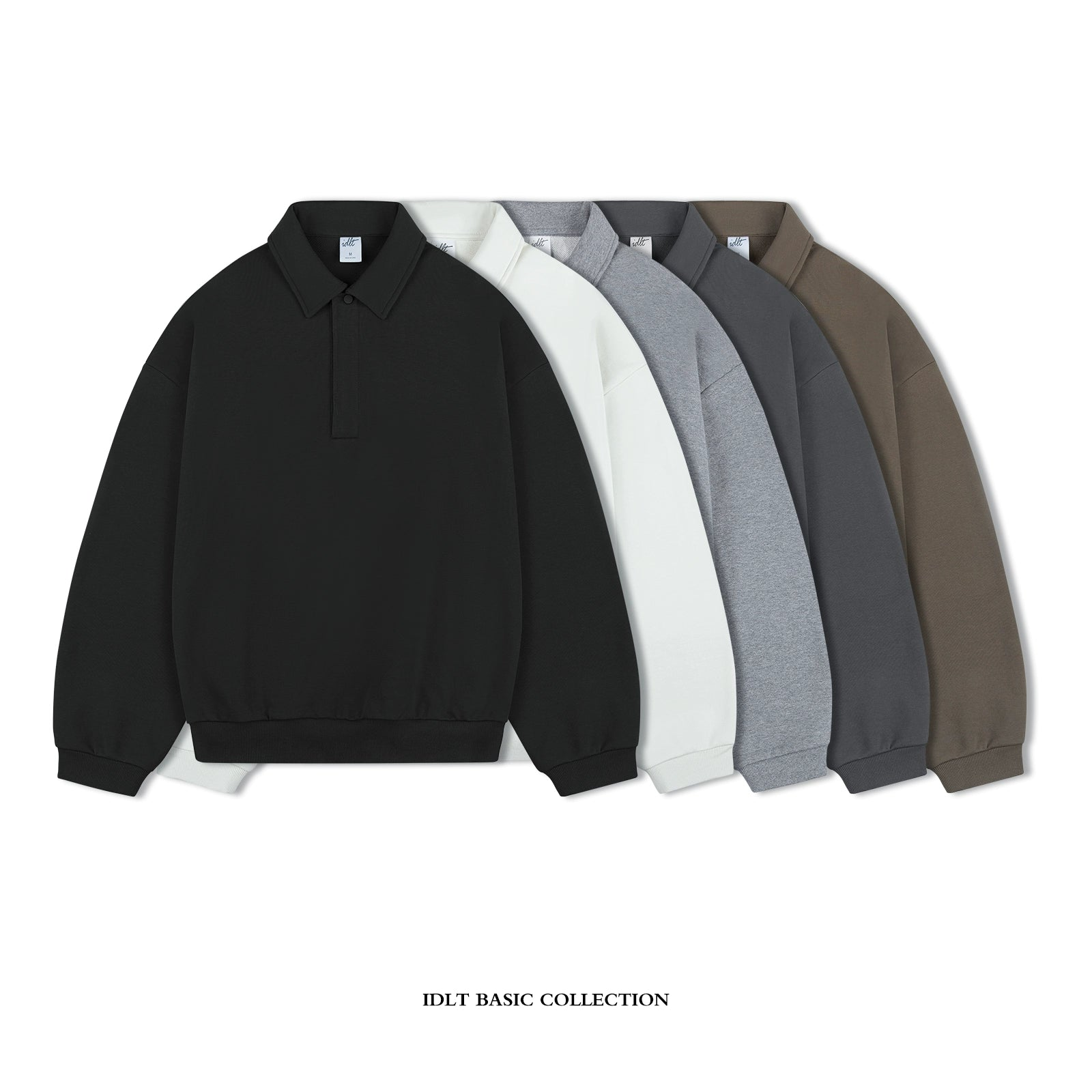 Sudadera básica holgada con cuello polo