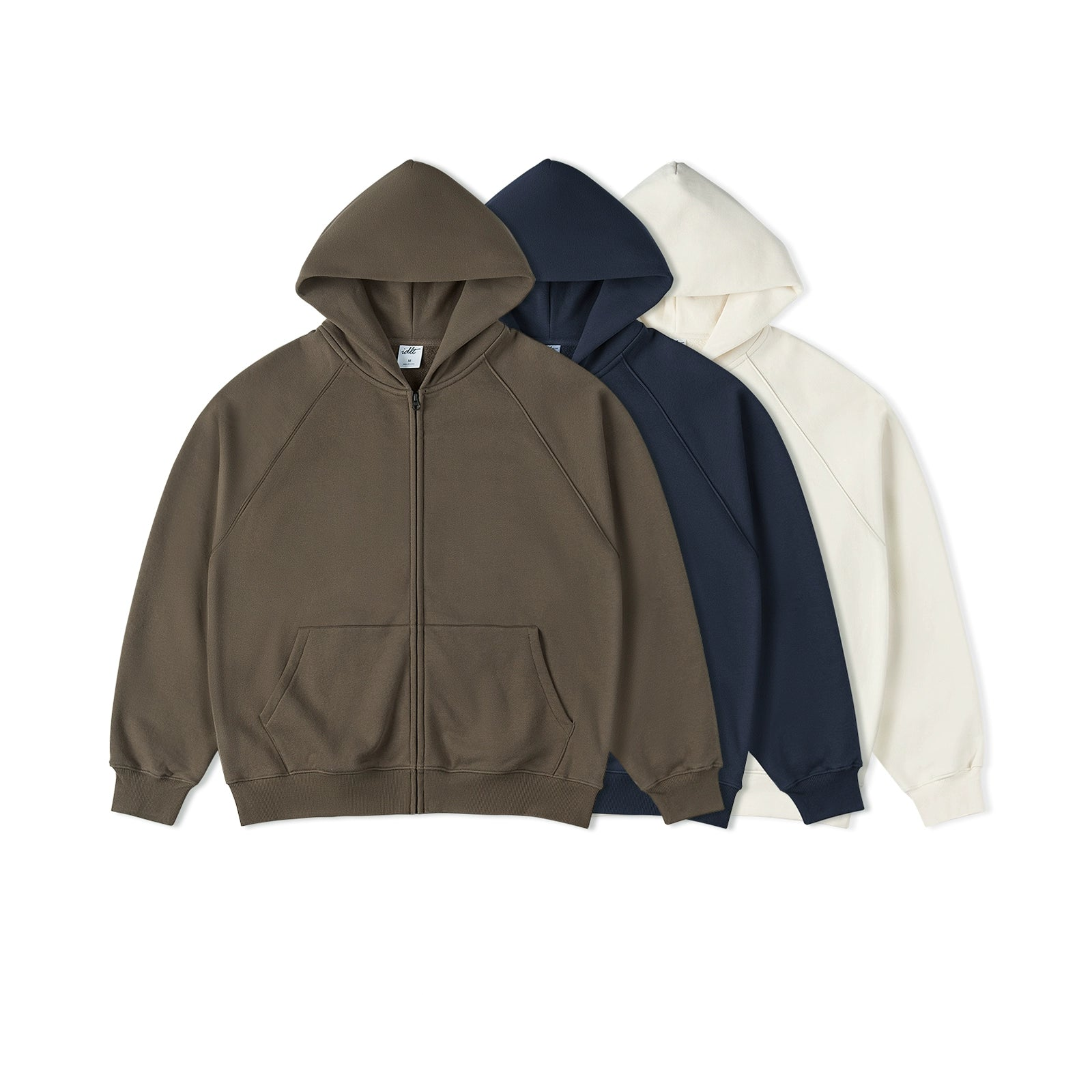 Raglan Sleeve Simple and Loose Zipper Hoodie