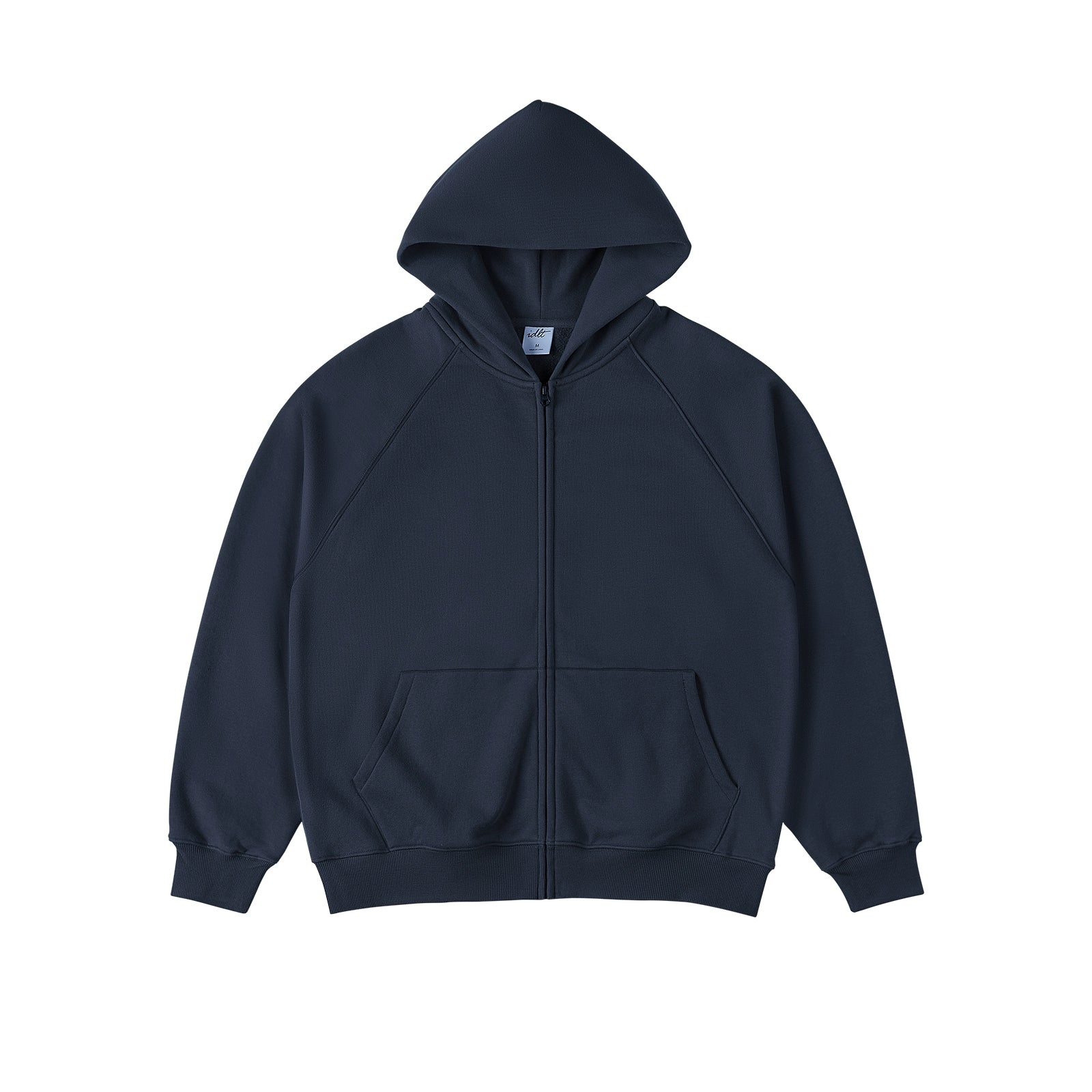 Raglan Sleeve Simple and Loose Zipper Hoodie