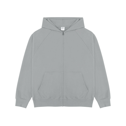 Basic-Hoodie mit Raglanärmeln und Reißverschluss - grau / S
