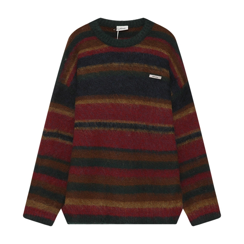 Retro Contrasting Knit Sweater