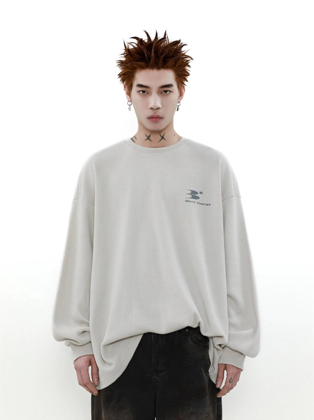 Retro Letter Print Loose Long-Sleeve T-Shirt