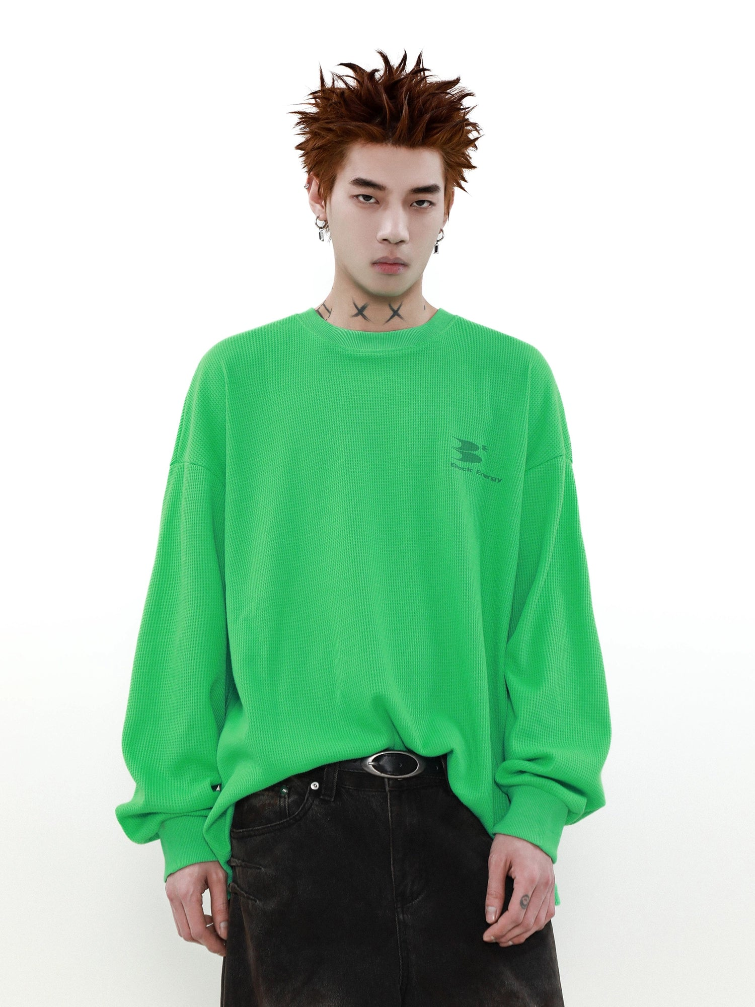 Retro Letter Print Loose Long-Sleeve T-Shirt