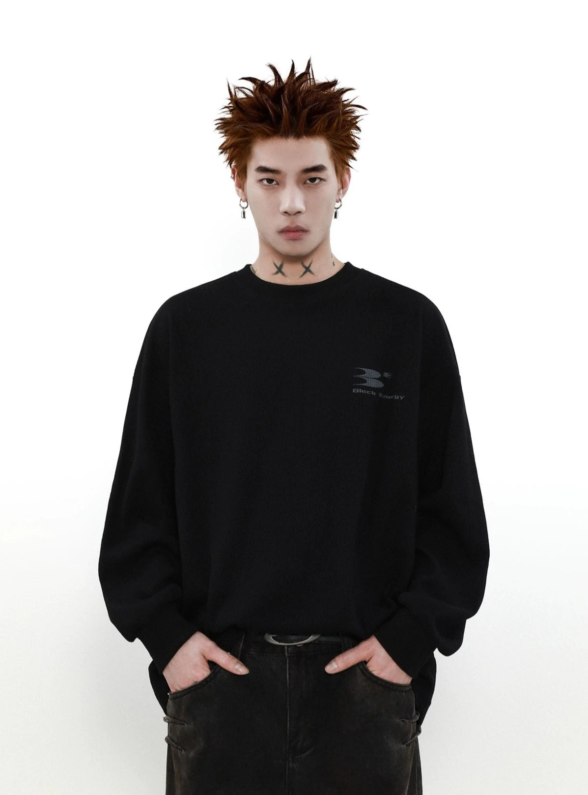 Retro Letter Print Loose Long-Sleeve T-Shirt