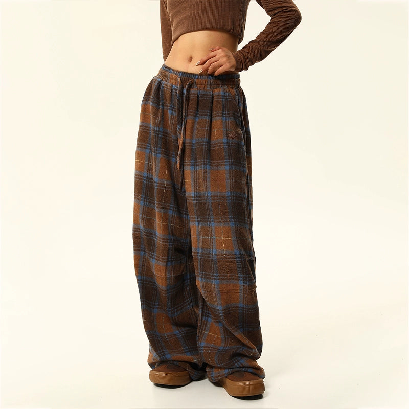 Retro Plaid Casual Pants