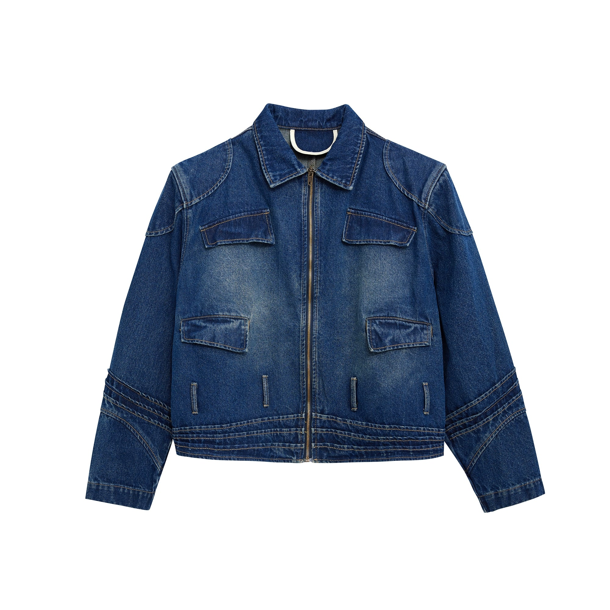 Retro Style Zipper Denim Jacket