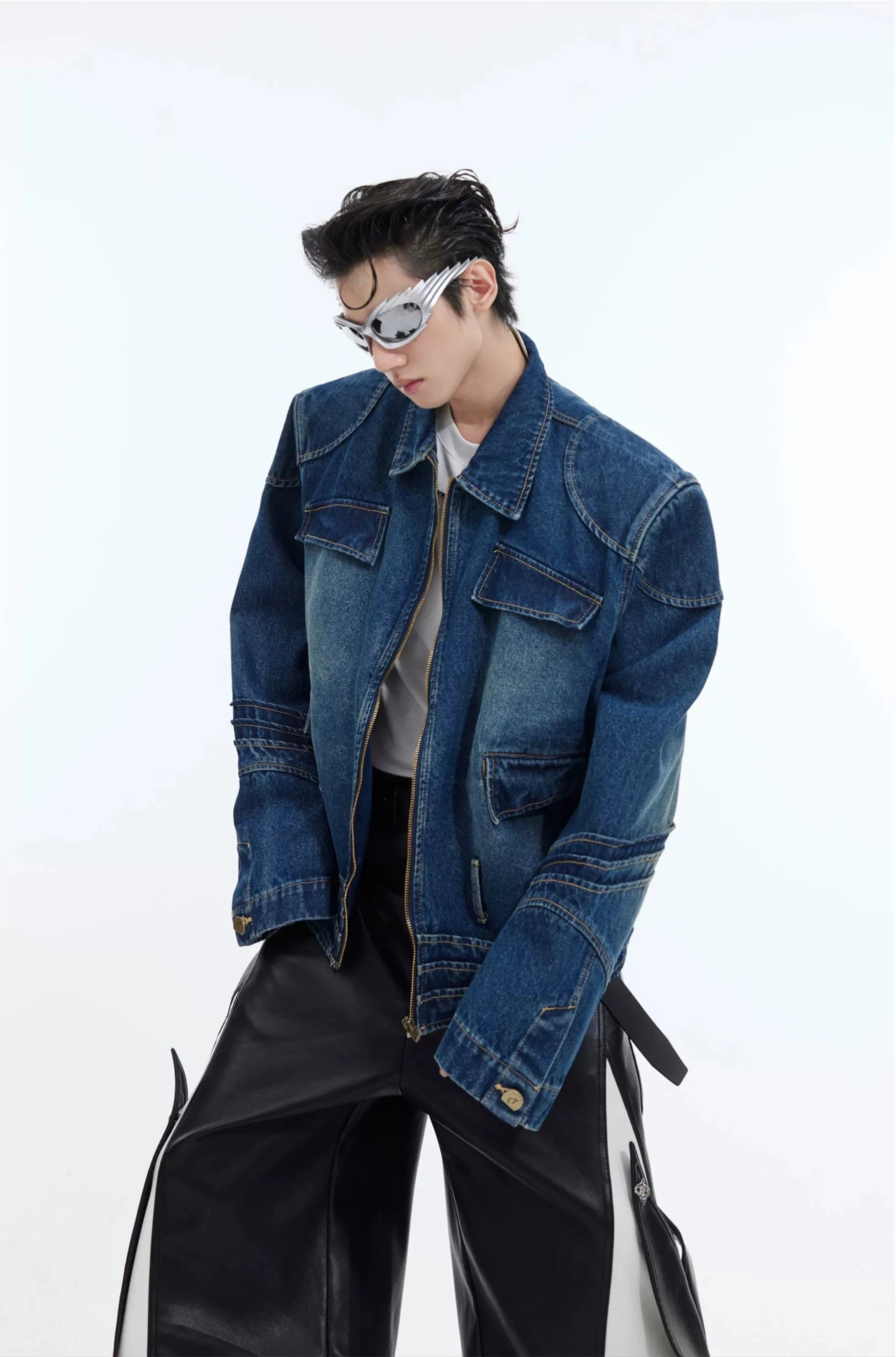 Retro Style Zipper Denim Jacket
