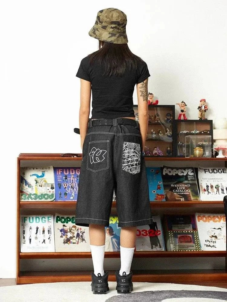 Y2K Übergroße Cargo-Jeansshorts