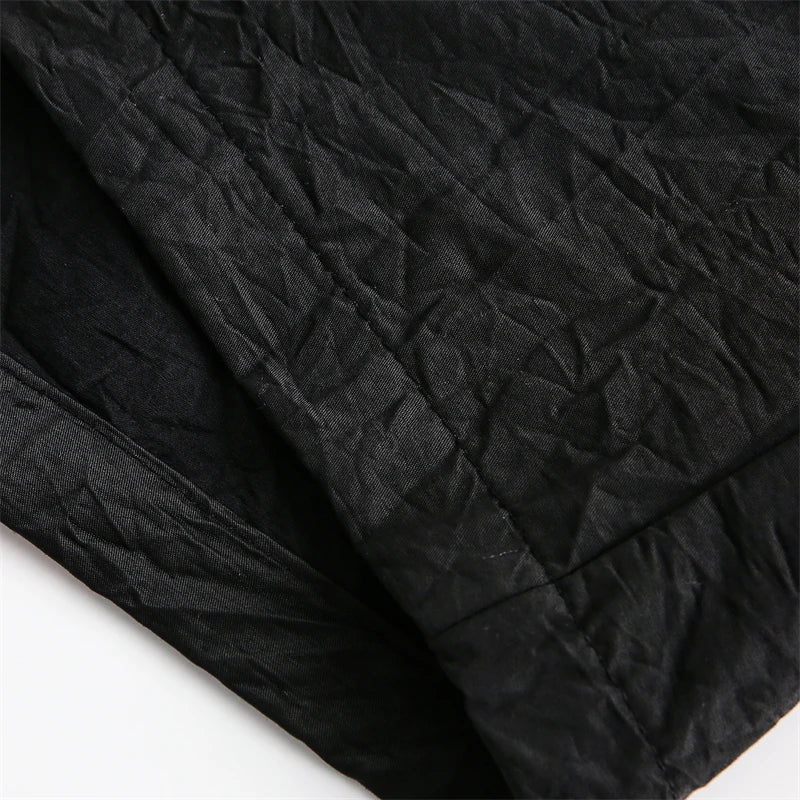 Solid Black Drawstring Shorts