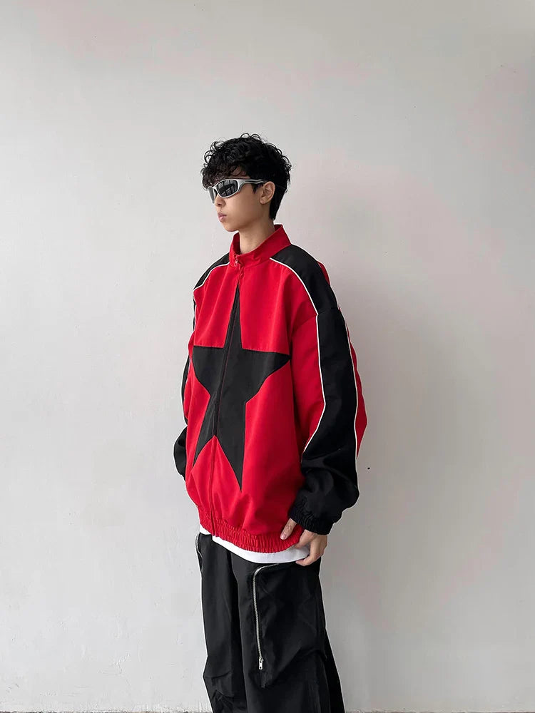Retro Patchwork Star Varsity Jacket