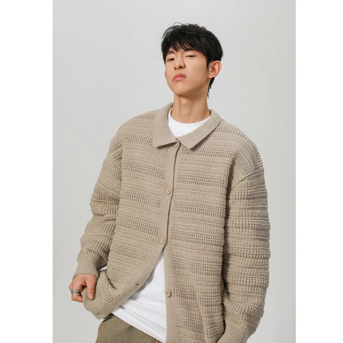 Fashionable Retro Loose Knitted Stripe Sweater