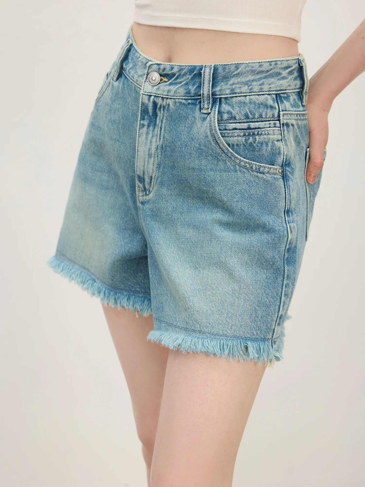 Minimalist Raw Edge Tassel High Jeans Short
