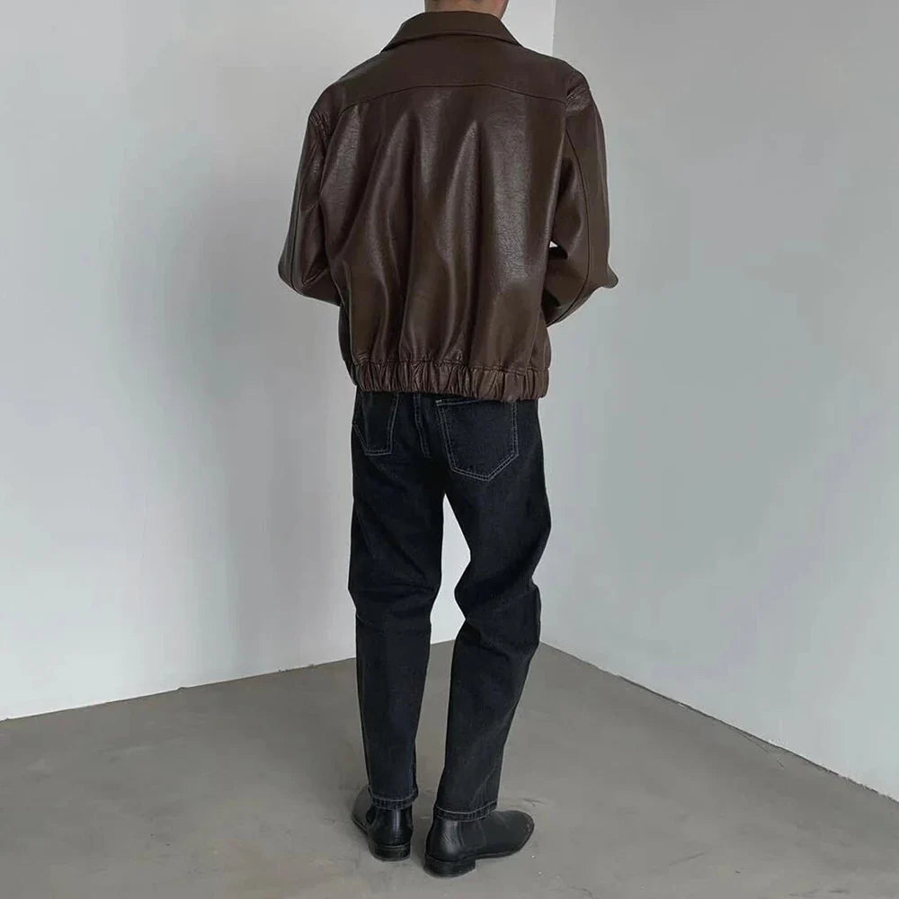 Long-lasting Retro Loose British Leather Jacket