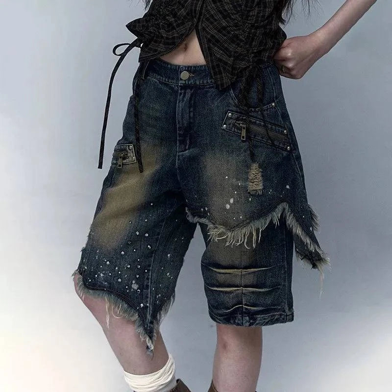 Vintage Grunge Ästhetik Abgenutzte Denim Jeans