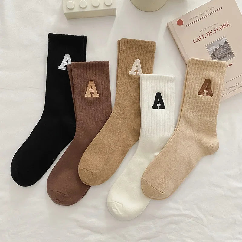 Cozy Kawaii Letter School Socks Autumn Winter