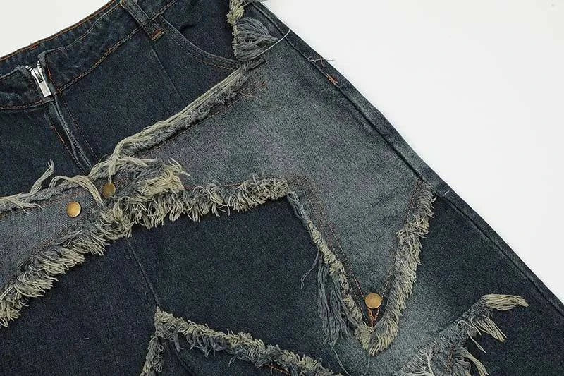 Jorts vintage à franges étoilées