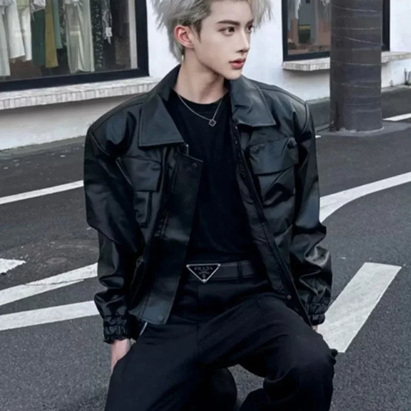 Handsome American Retro Motorcycle Leather Jacket