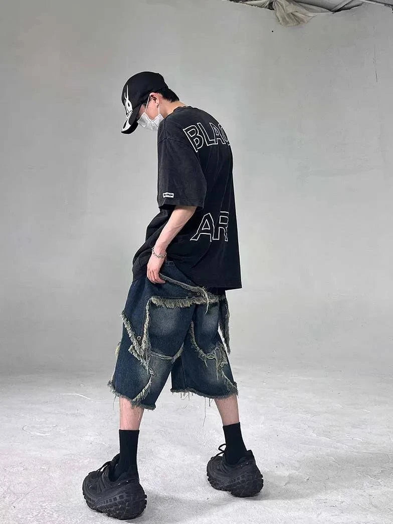 Jorts vintage à franges étoilées