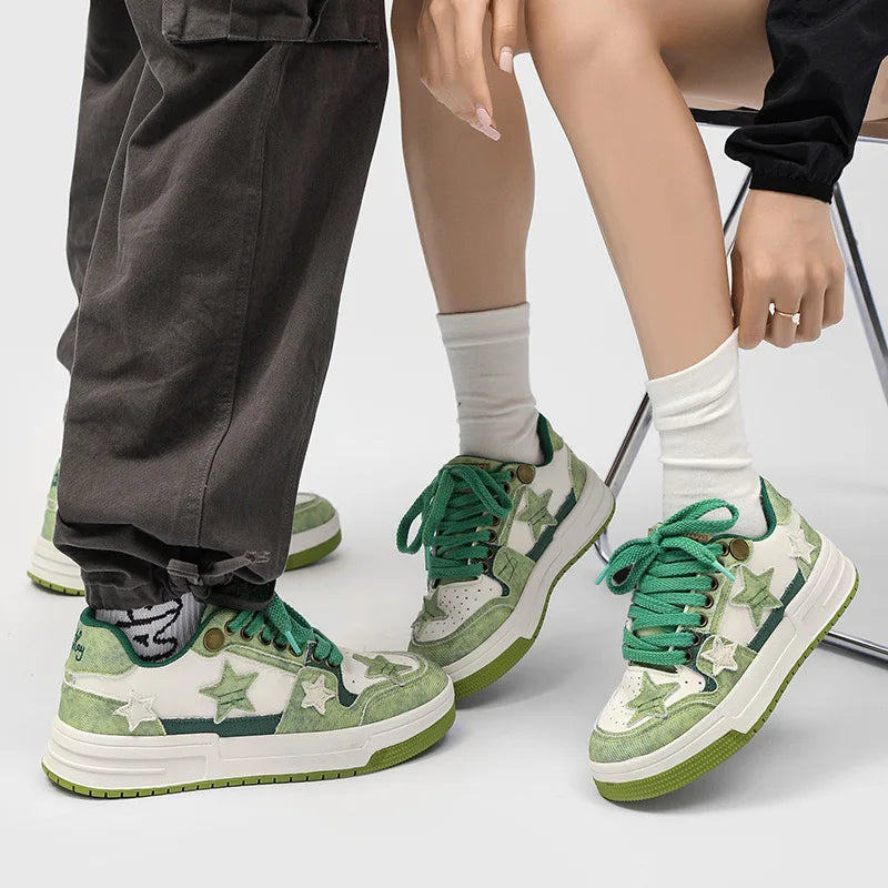 Avocado Green Starryclimb Patchwork Skate Shoes