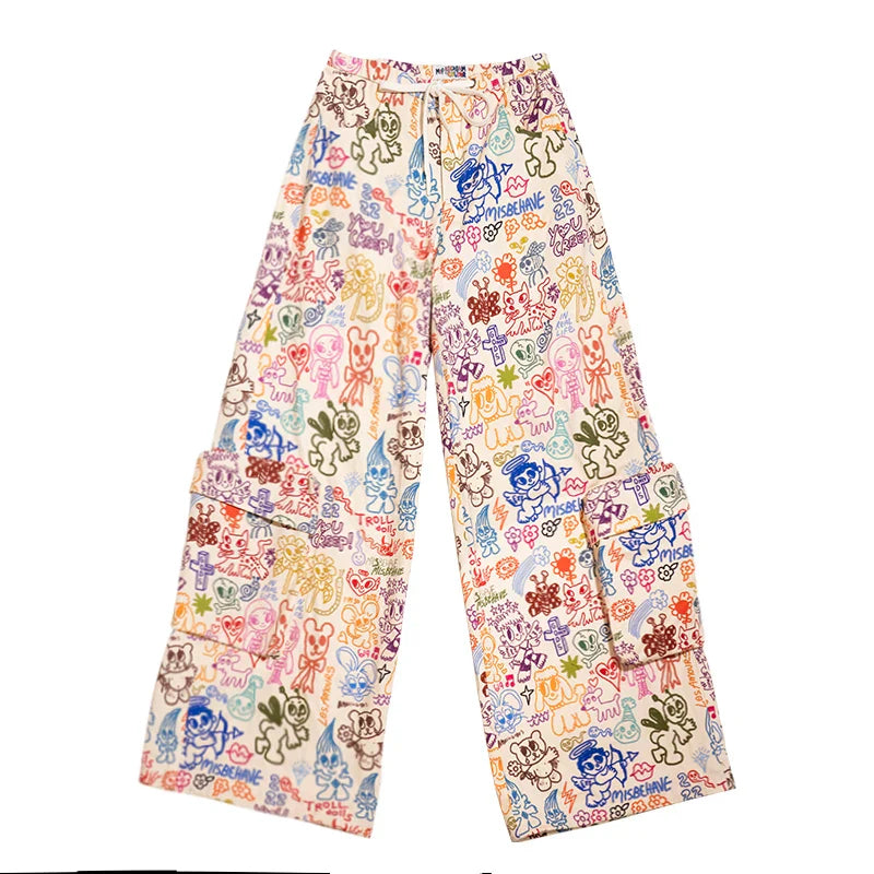 Colorful Hip Hop Cargo Wide Pants