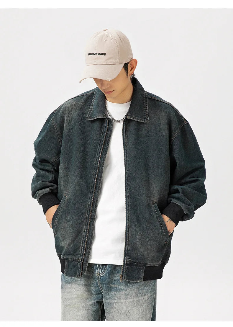 Fashionable Retro Stylish Zipper Splice Jacket
