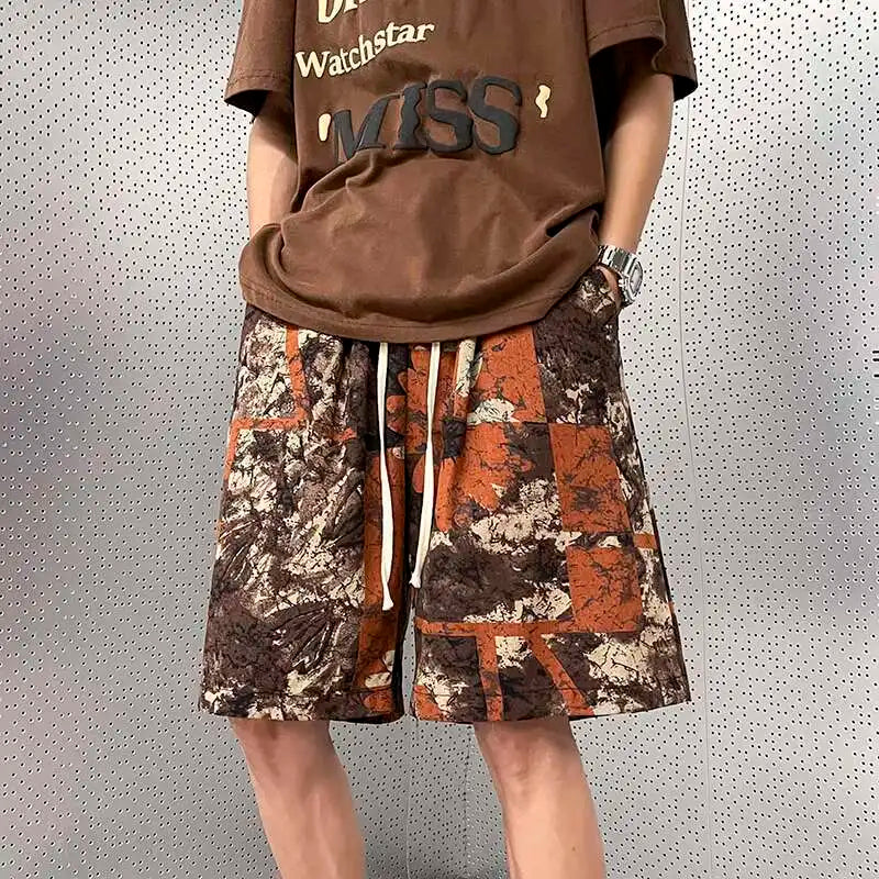 Shorts de playa para hombre con estampado floral retro