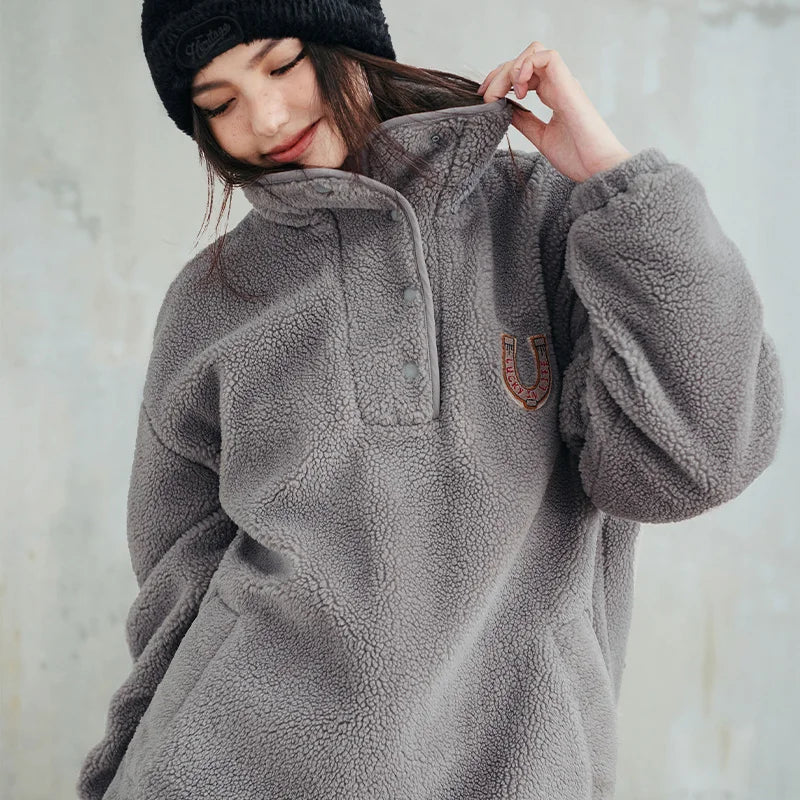 Cozy Polar Fleece Half Placket Sweatshirt