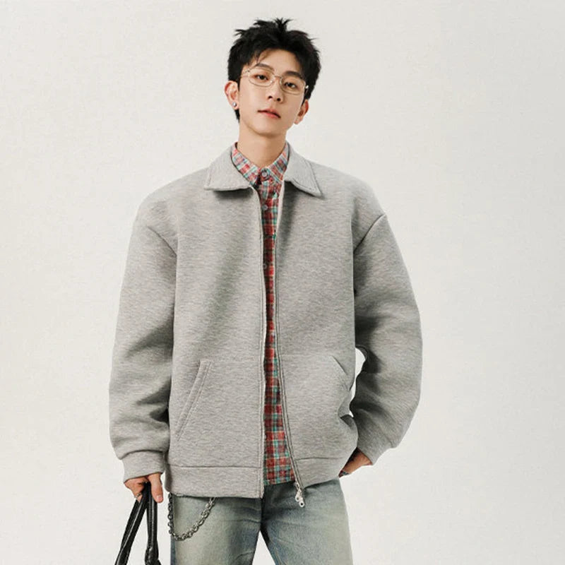 Men Solid Color Korean Style Casual Jacket