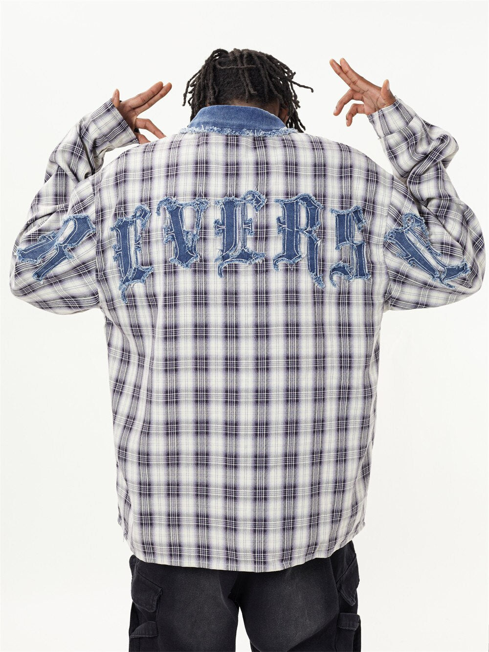 Patch Letter Embroidered Long Sleeve Shirt