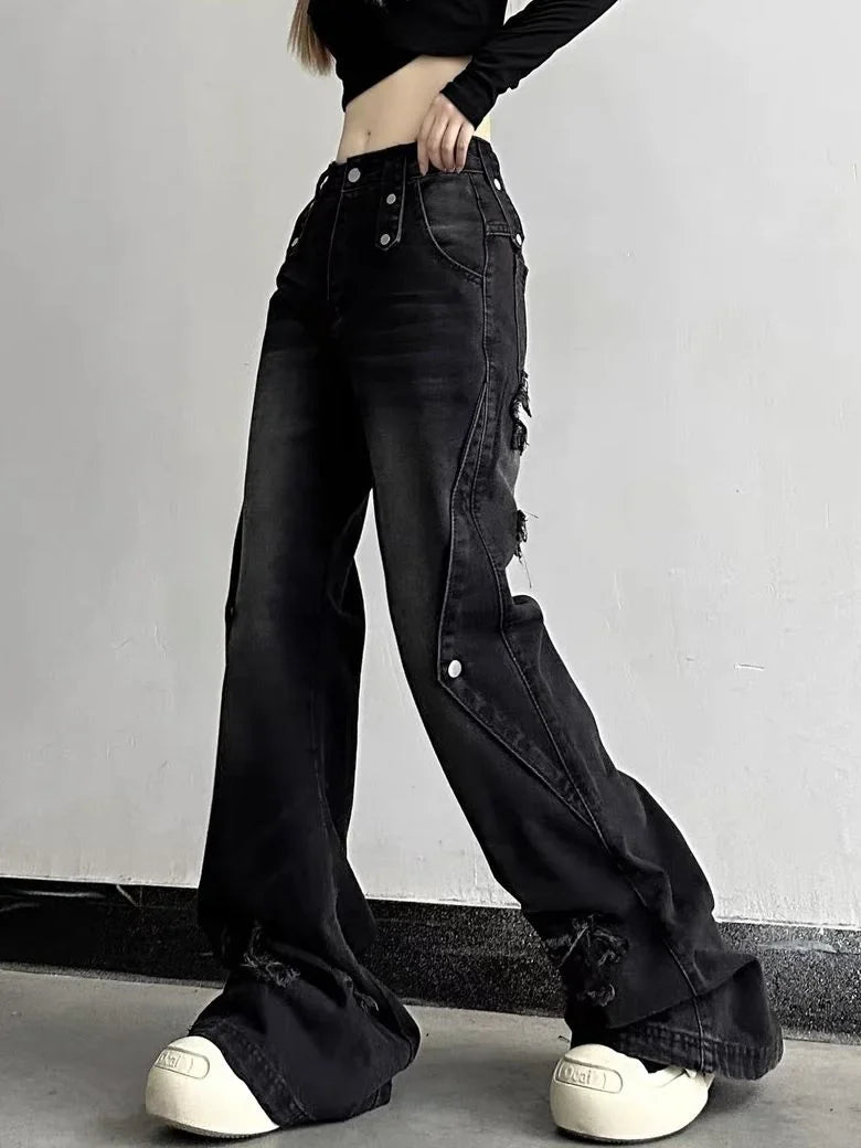 Jean large taille haute cool