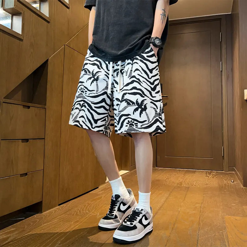 Pantalones cortos estampados de seda de hielo para hombre