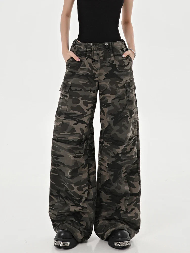 High Waist Camouflage Cargo Pants