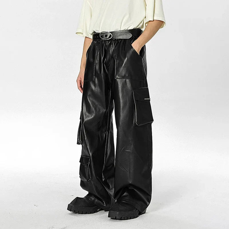 Vintage Punk Leather Cargo Pants