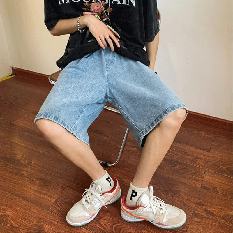 Koreaanse retro baggy denim shorts jeans