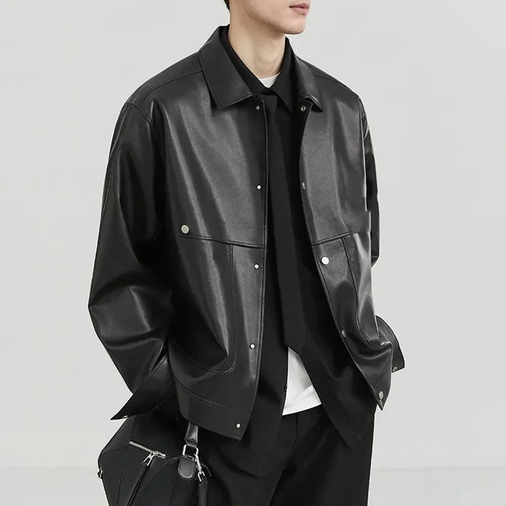 Versatile Mens Moto Biker Leather Jacket