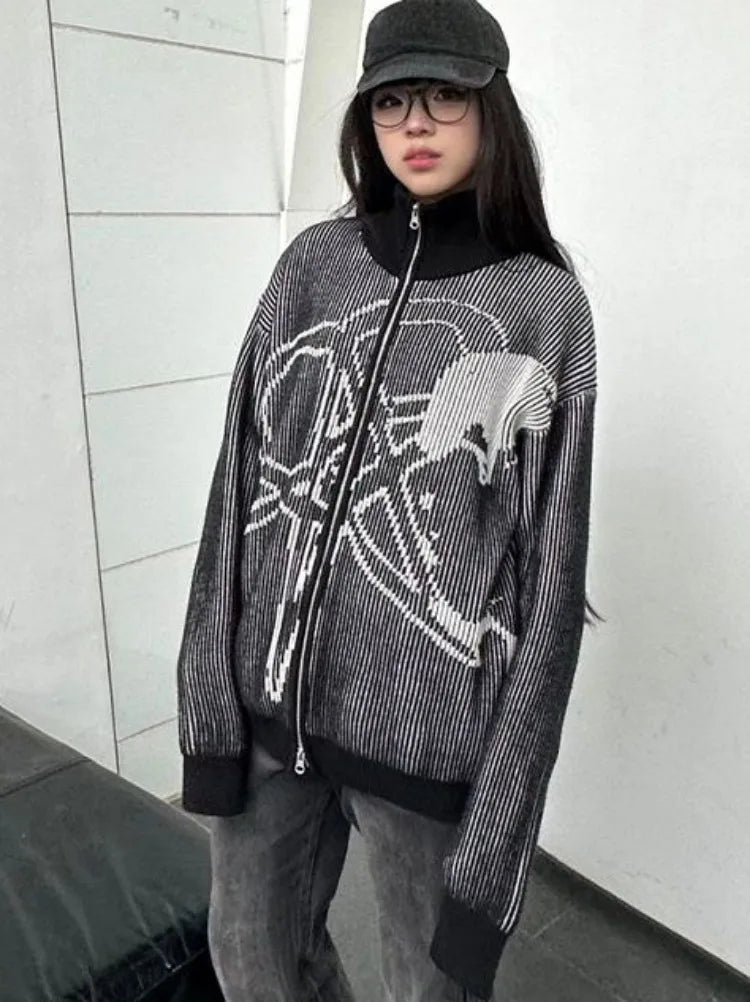 Y2K Vintage Star Jacquard Aesthetic Sweatshirt
