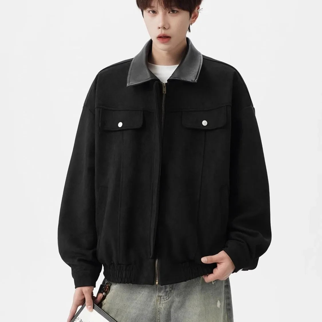 Veste à revers en tissu cinétique à blocs de couleurs
