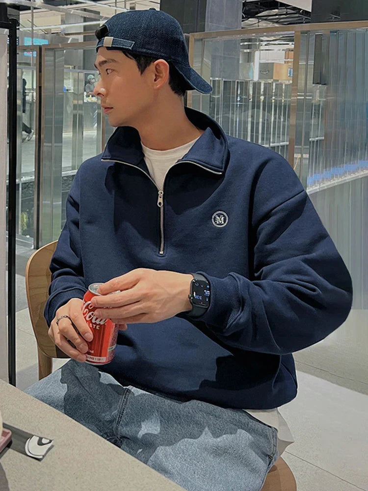 Quarter-Zip Turn-down Collar Sweatshirt