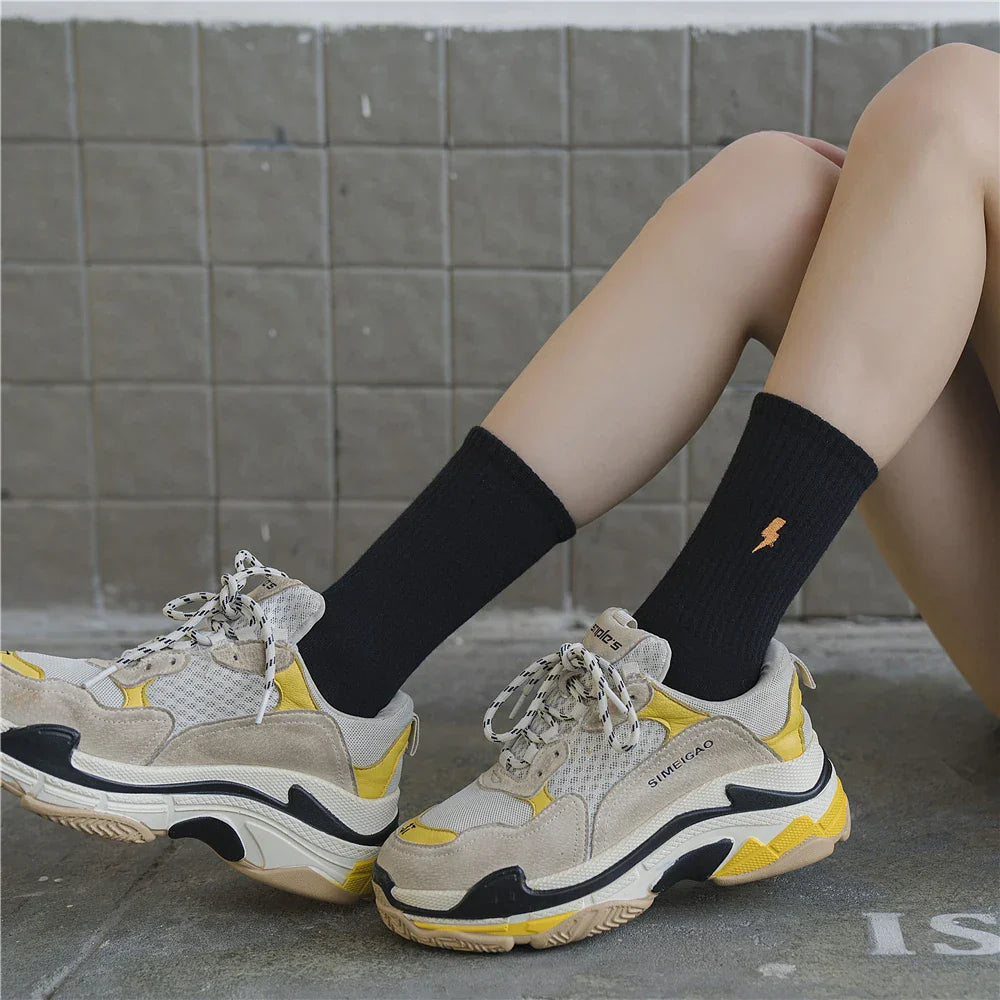 Colorful Weather Forecast Pattern Embroidery Socks