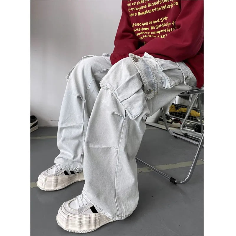 Men's Patchwork Straight Cargo Jeans
