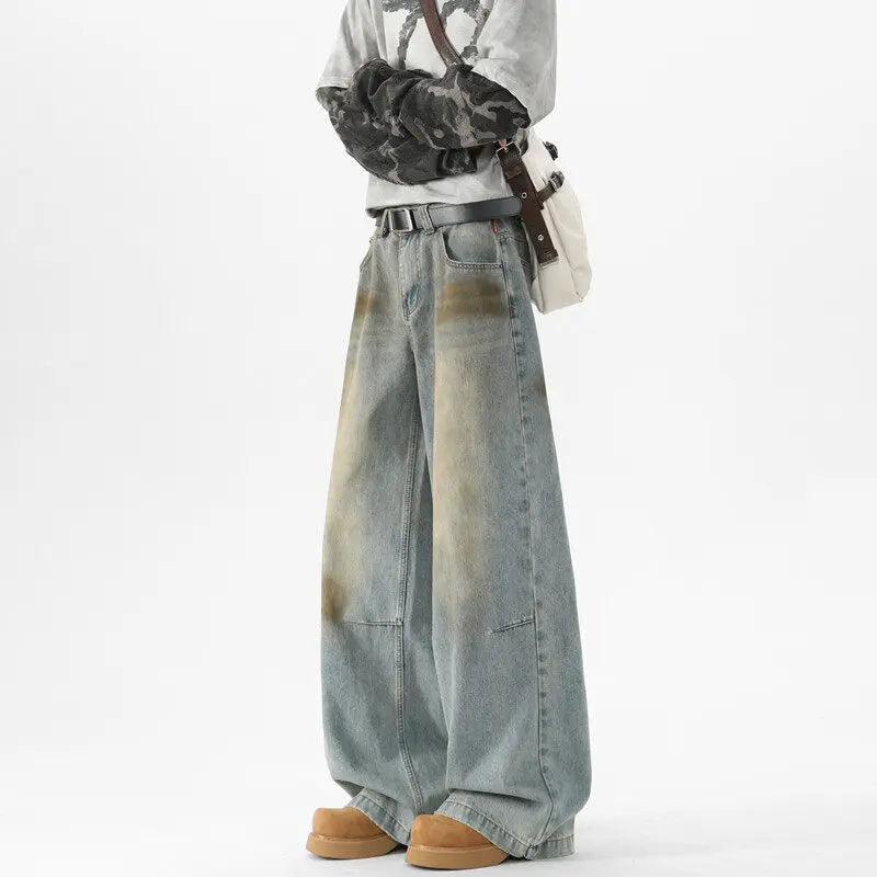 Baggy wijde vintage wash jeans