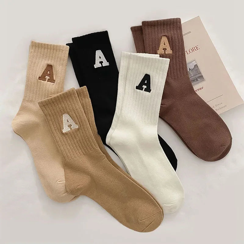 Cozy Kawaii Letter School Socks Autumn Winter