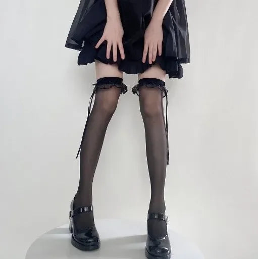 Coquette Thigh-High Lace-Up Fishnet