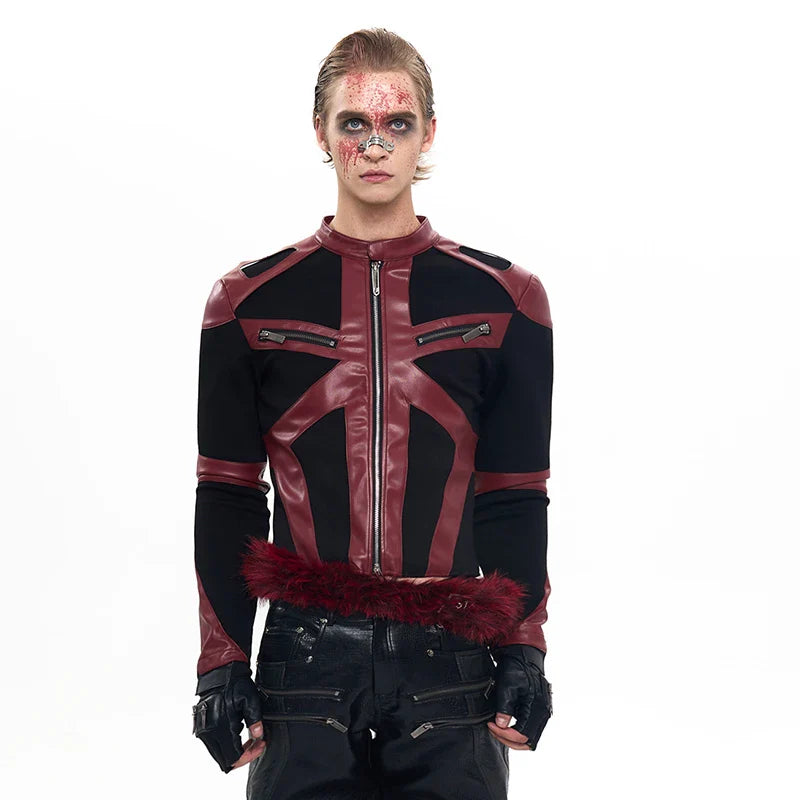 Trendsetter Slim Fit Patchwork Leather Jacket