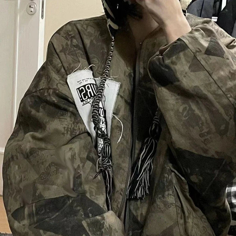 Women Relaxed Fit Retro Oversized Zipper Jacket