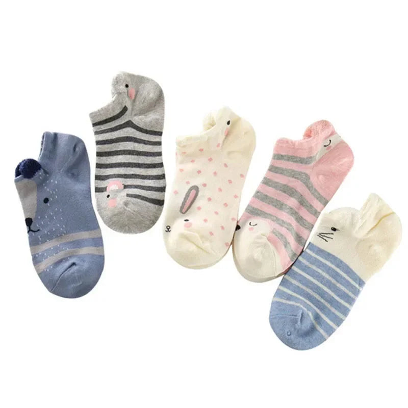 Cute Cartoon Animal Cotton Invisible School Socks