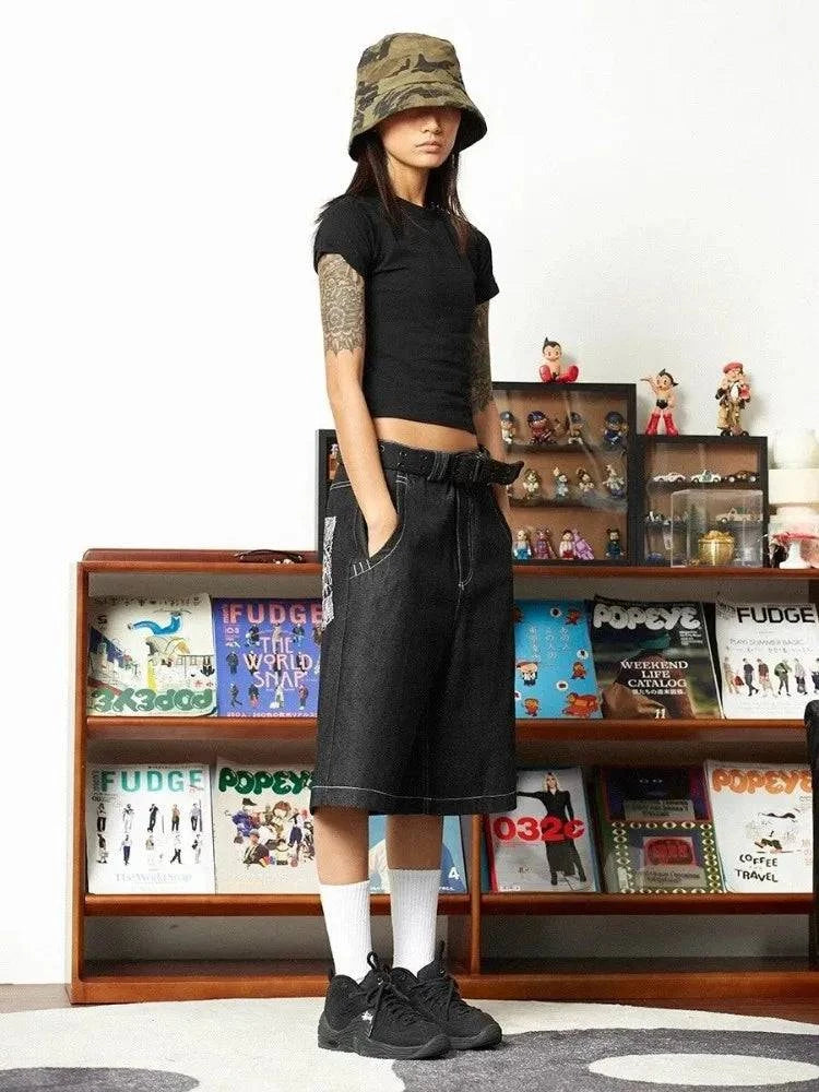 Y2K Übergroße Cargo-Jeansshorts