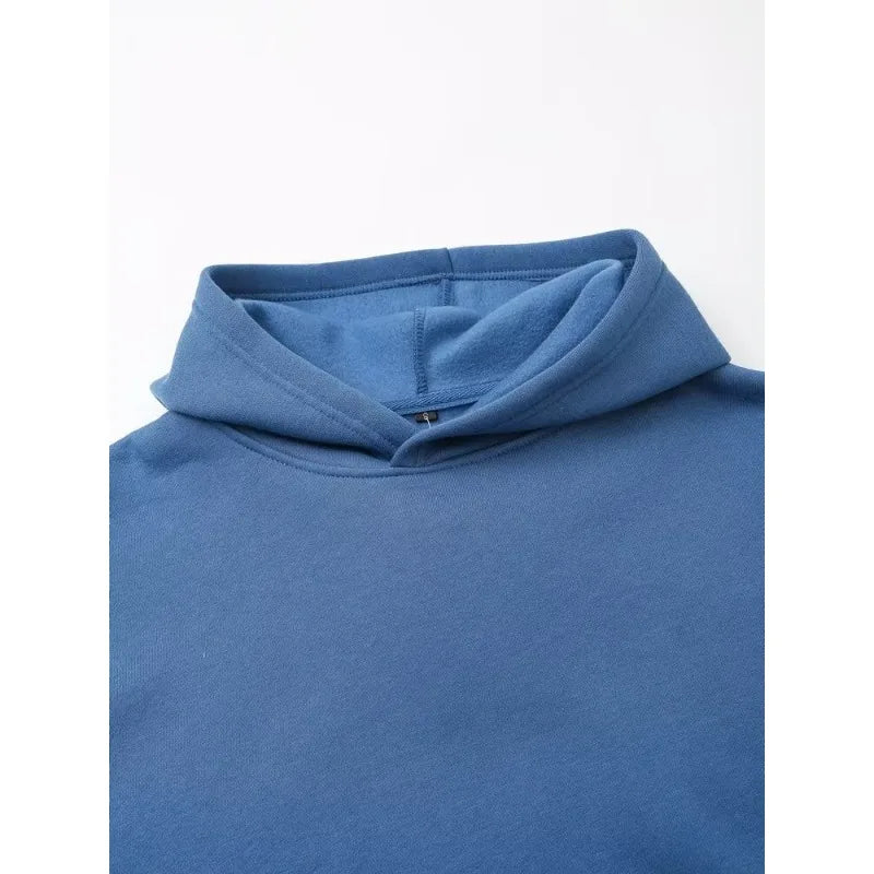Blue Letter Print Loose Fit Hoodie