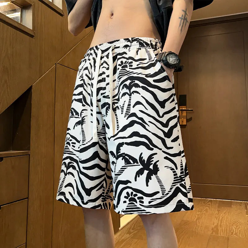 Pantalones cortos estampados de seda de hielo para hombre