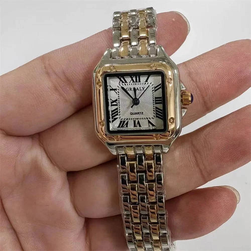 Trendy dameshorloge van roestvrij staal in goudkleur - Zilver Goud